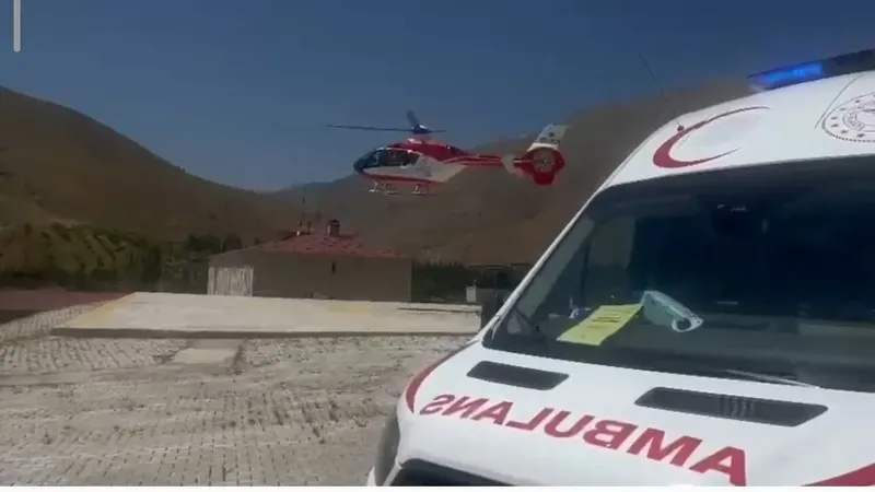 Yüksekten düşen şahıs hasta ambulans helikopter ile Van’a getirildi