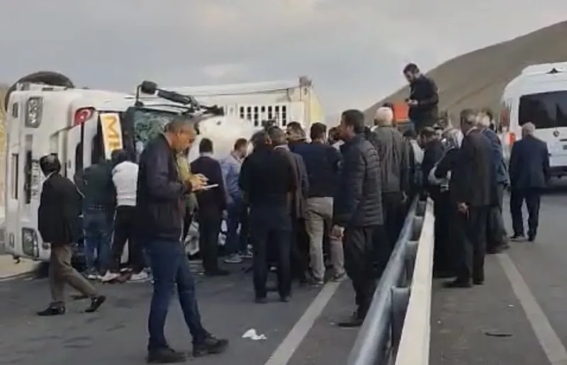 Van yolunda tır devrildi