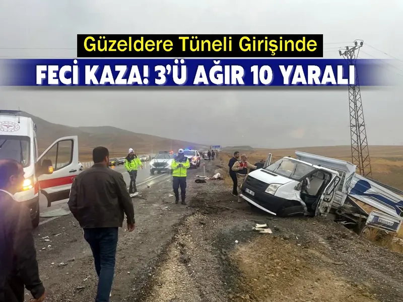 Güzeldere Tüneli Girişinde feci kaza! 3’ü ağır 10 yaralı