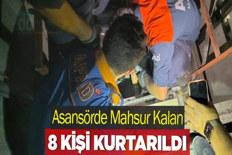 Asansörde Mahsur Kalan 8 Kişi Kurtarıldı