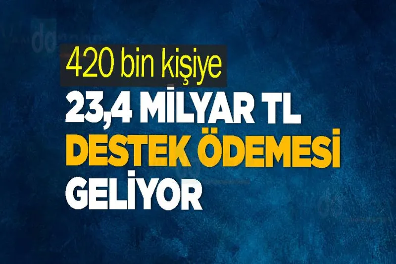 420 bin kişiye 23,4 milyar TL destek ödemesi geliyor