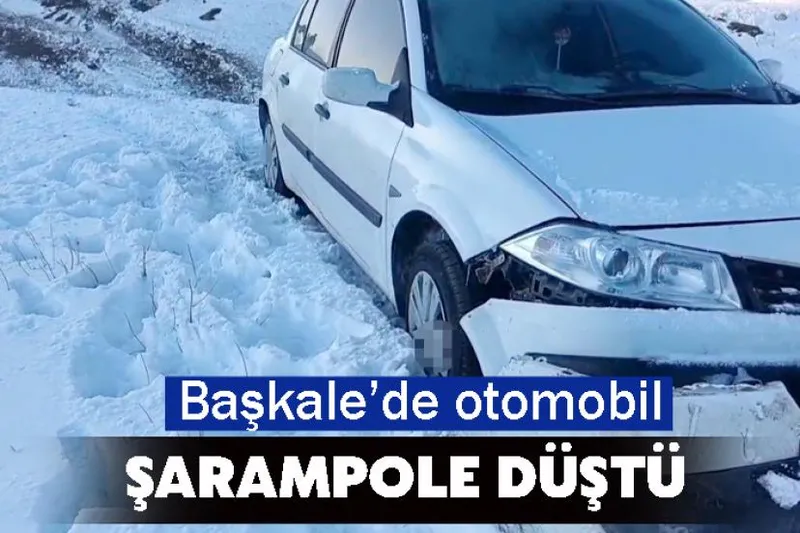 Başkale’de otomobil şarampole düştü