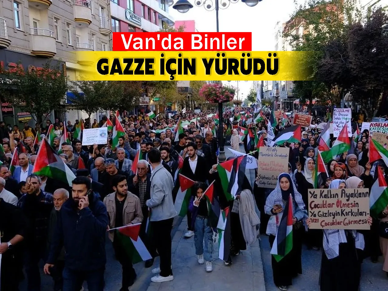 Van'da Binler Gazze İçin Yürüdü