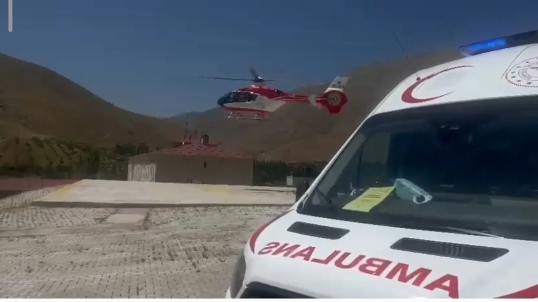 Yüksekten düşen şahıs hasta ambulans helikopter ile Van’a getirildi