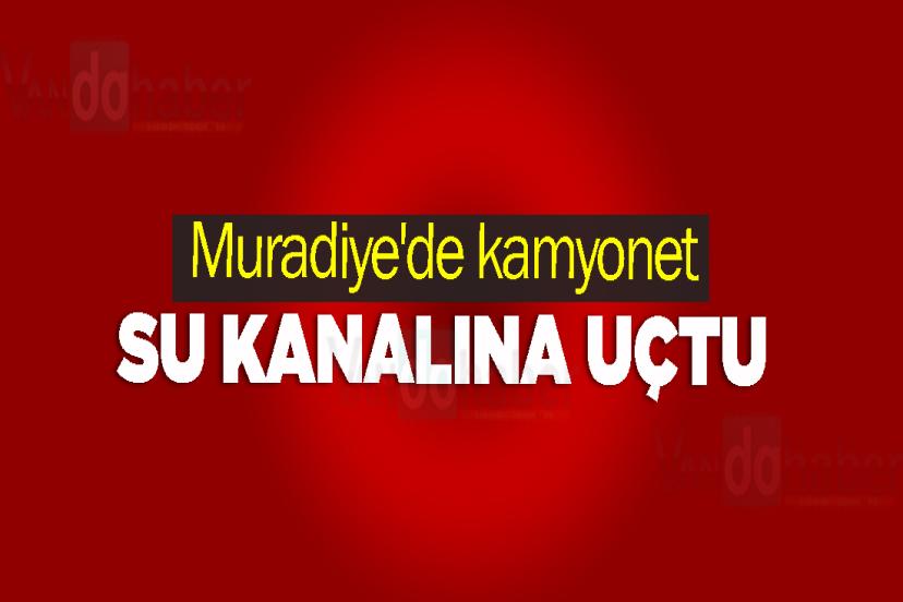 Muradiye'de kamyonet su kanalına uçtu