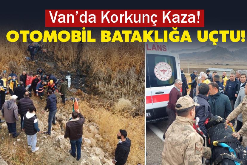 Van’da Korkunç Kaza! Otomobil Bataklığa Uçtu!