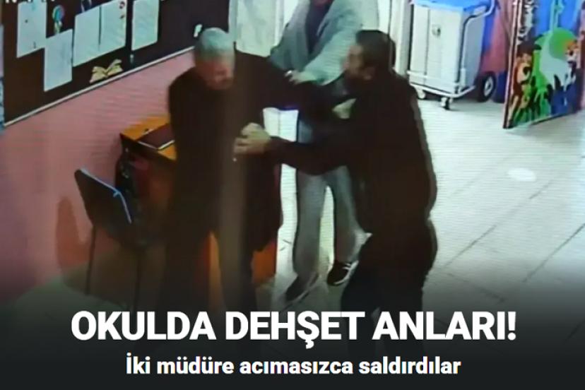 Okulda Dehşet Anları! Okul Müdürlerini Dövdüler