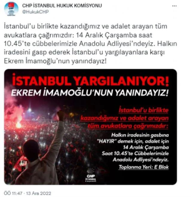 Siyasi yasak istenen Ekrem İmamoğlu'nun duruşması bugün! CHP'den tüm avukatlara çağrı