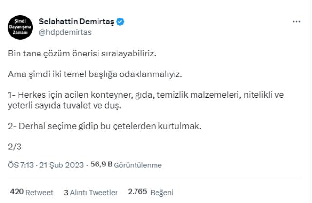 Cezaevindeki Demirtaş'tan Kılıçdaroğlu ve muhalefete birlik çağrısı: Yan yana yürüyün, başka çaremiz yok