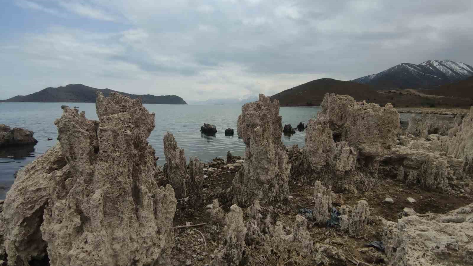 Van Gölü’nde sular çekilince ortaya çıktı