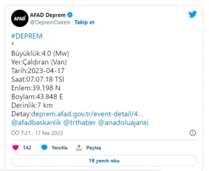 Van’da deprem