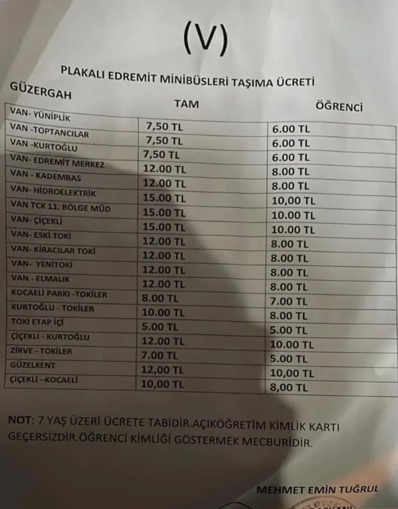 Van’da Toplu Ulaşımdaki Zam Netleşti