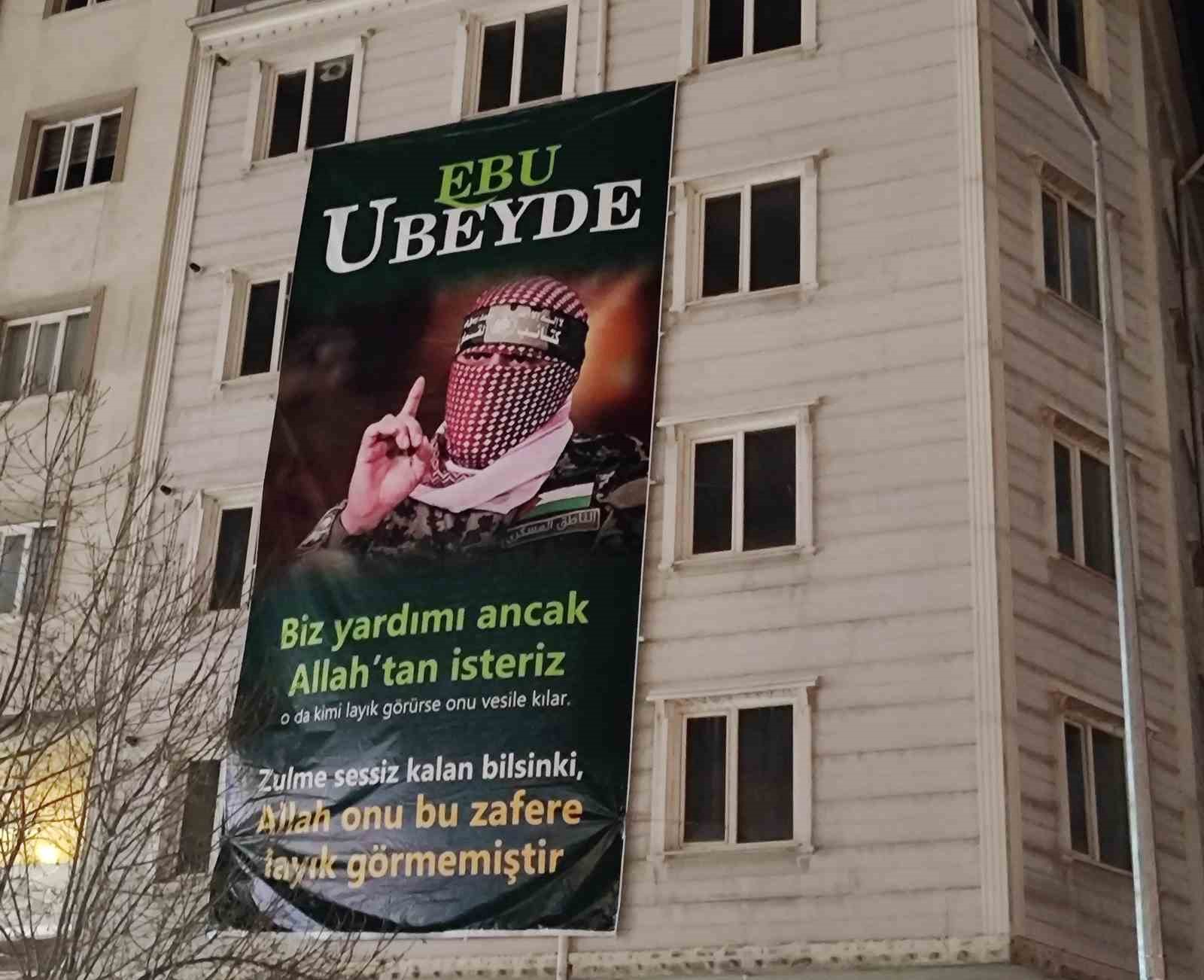 Van’da bir binaya Ebu Ubeyde’nin posteri asıldı