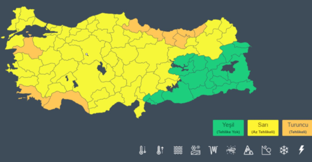 Meteoroloji'den 64 ilimize sarı ve turuncu kodlu uyarı