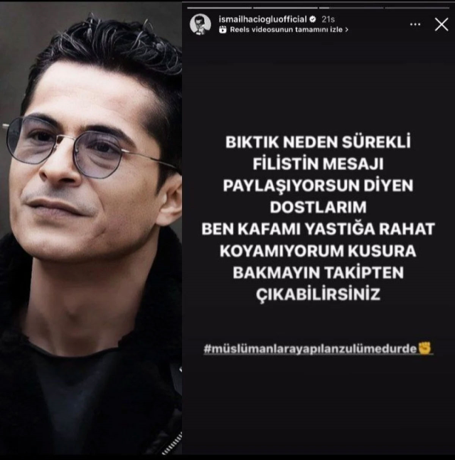 İsmail Hacıoğlu, Gazze paylaşımlarından rahatsız olan takipçilerine yanıt verdi