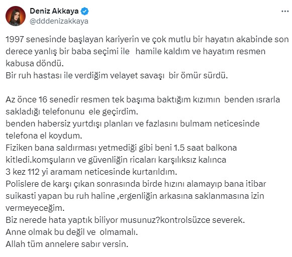 Bakanlık, Deniz Akkaya'nın kızını koruma altına aldı