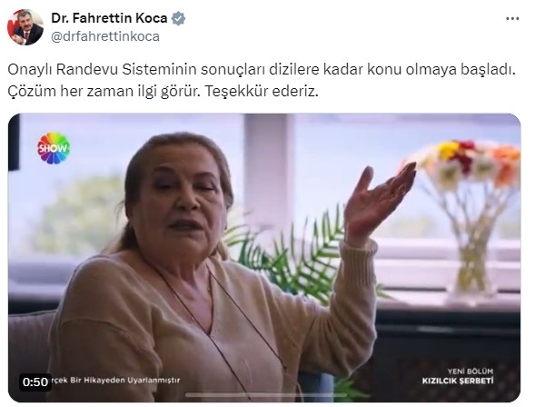 Kızılcık Şerbeti'ndeki onaylı randevu sahnesi Bakan Koca'dan tam not aldı