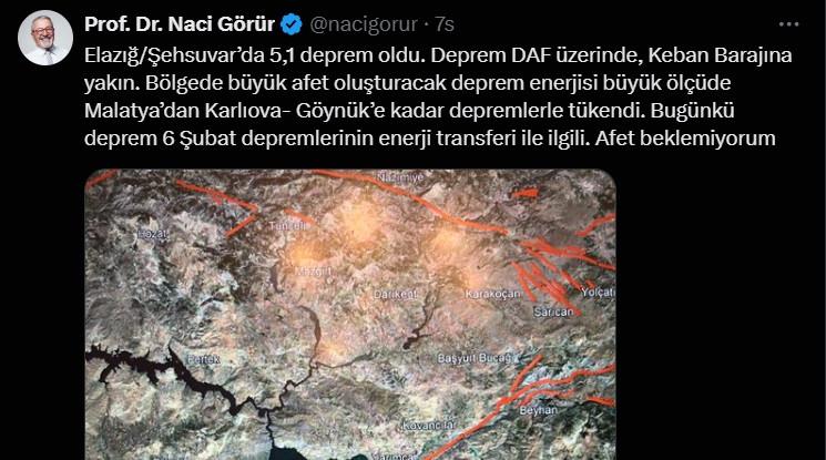 Elazığ depremi sonrası Naci Görür'den açıklama!