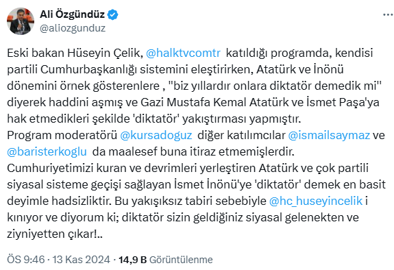 AK Parti kurucusu Hüseyin Çelik'ten Atatürk için skandal 