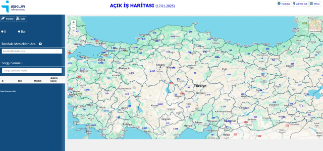 İşte 81 ildeki açık iş pozisyonları