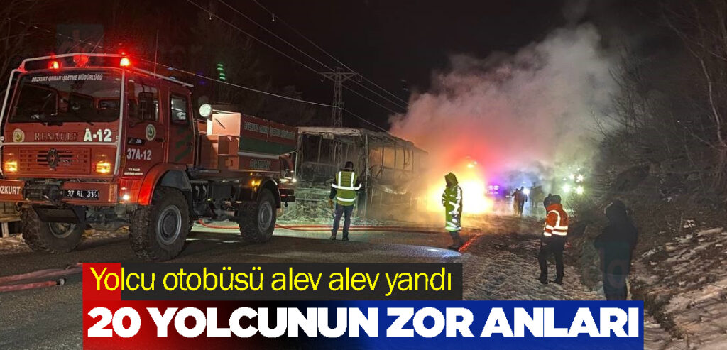 Yolcu otobüsü alev alev yandı